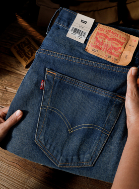 阿瞳牛社Levis李维斯501复古猫须磨白水洗做旧中腰直筒男士牛仔裤