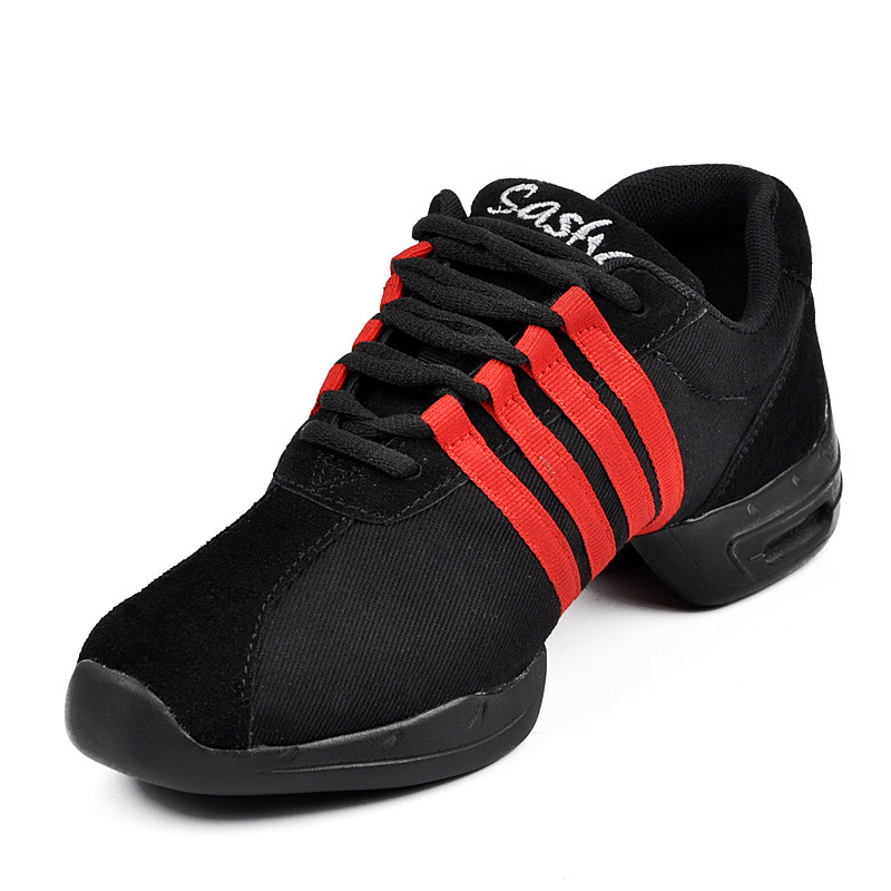 三莎正品三莎黑色帆布软底广场舞鞋现代舞鞋舞蹈鞋街舞爵士鞋