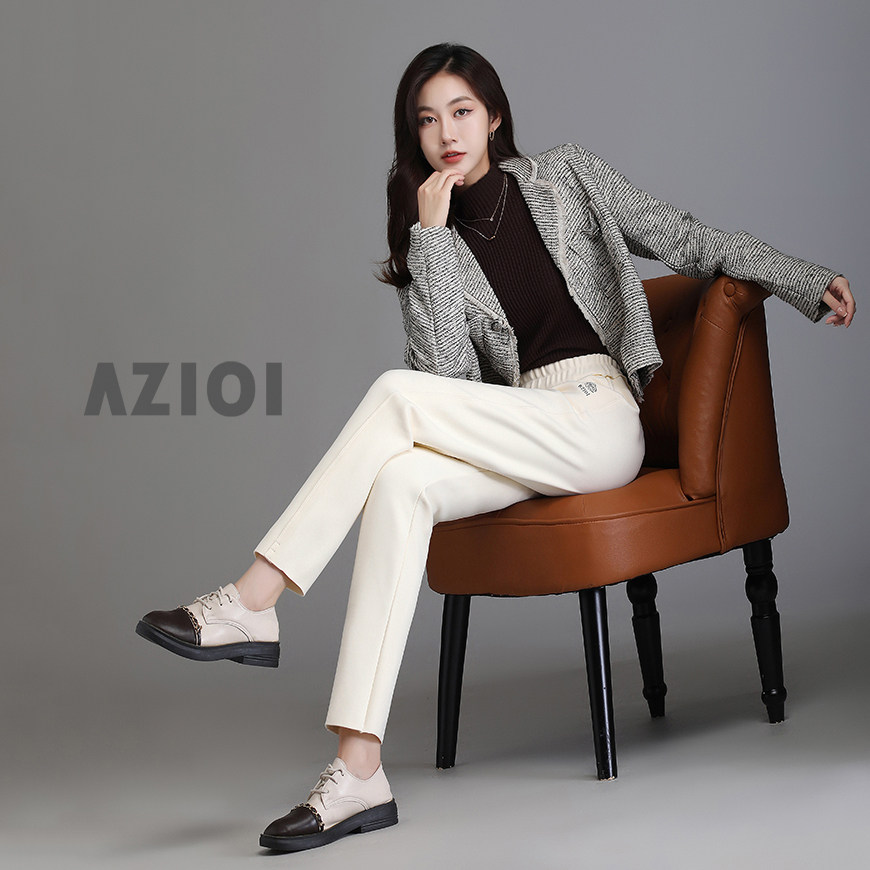 AZIOI 秋冬新款柔软保暖防风双面绒9分裤95612