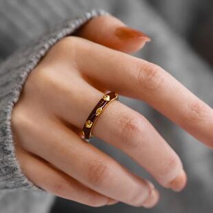 不掉色~显白高品质安可拉红花朵戒指女设计感小众精致个性礼物