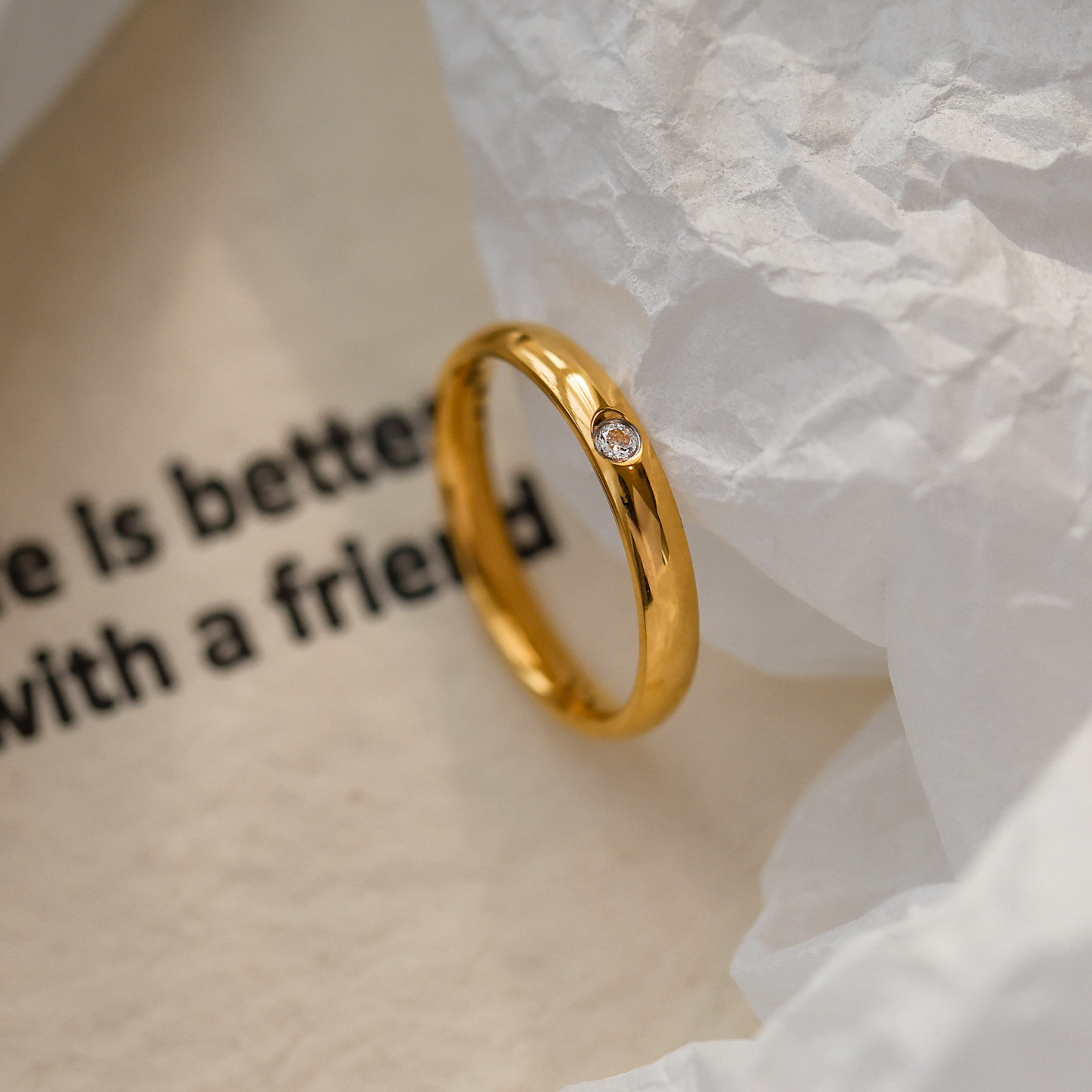 不掉色~设计感小众光面复古戒指