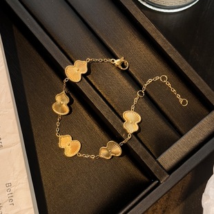 不掉色高品质金色镭射葫芦手链女气质百搭高级感手饰礼物