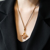 高品质 新中式 复古小众设计感金刚杵珍珠项链女卫衣毛衣链礼物