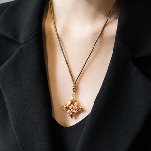 高品质 复古小众设计感金刚杵珍珠项链女卫衣毛衣链礼物 新中式