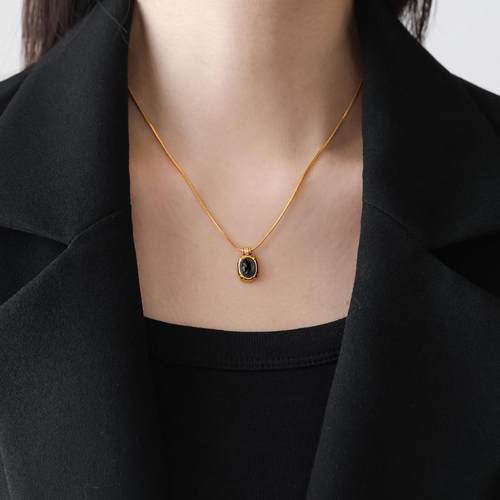 黑玛瑙吊坠项链小众高级感