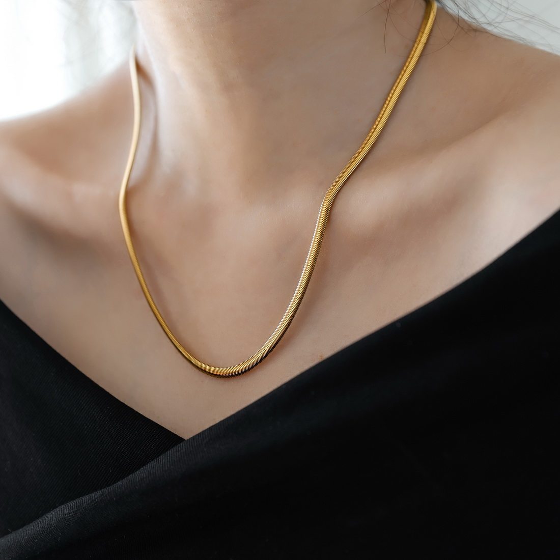 不掉色~意大利镀18K金软蛇骨链锁骨项链女毛衣链长款高级感小众,饰品/流行首饰/时尚饰品新,项链,淘宝优惠券,粉丝福利购,淘宝优惠卷