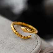 食指 复古蛇金色戒指女镀18k金小众设计感时尚 可戴洗澡 法式