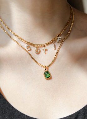 钛钢女字母吊坠颈链小众高级感