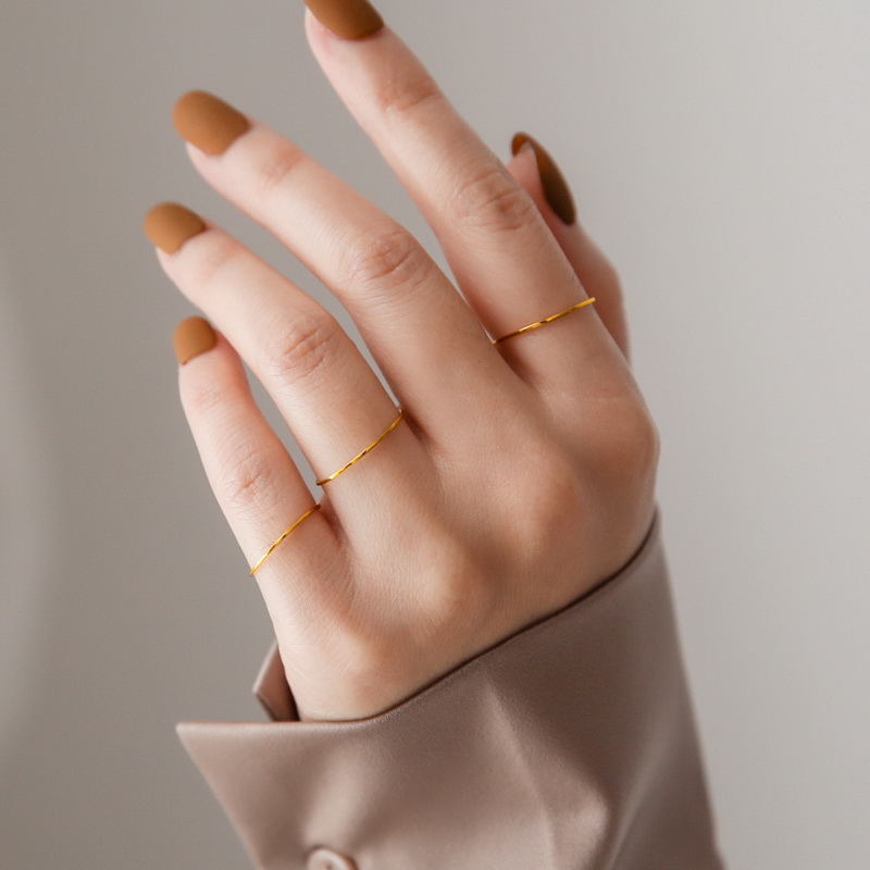 不掉色戒指小众时尚高级关节