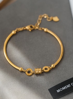 不掉色~金店同款轻奢金色小蛮腰手镯手链女设计高级感小众礼物