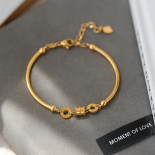 不掉色~金店同款轻奢金色小蛮腰手镯手链女设计高级感小众礼物