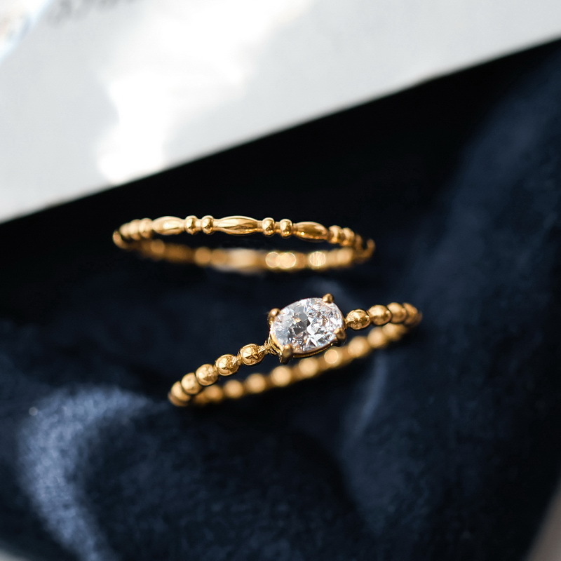 不掉色设计椭圆锆石戒指