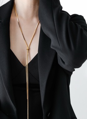 镀18K金轻奢高级感抽拉蛇骨项链