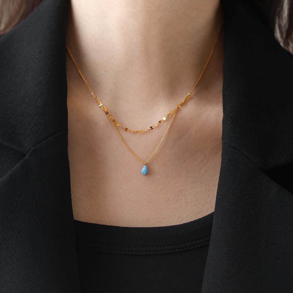 不掉色~轻奢精致百搭澳宝水滴吊坠双层项链女锁骨链毛衣链女礼物,饰品/流行首饰/时尚饰品新,项链,淘宝优惠券,粉丝福利购,淘宝优惠卷