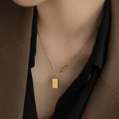 高级感小众精致轻奢暴富金砖AB链爆款 项链女金条颈链不掉色情人节