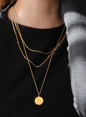 不掉色新款小众goodluck项链