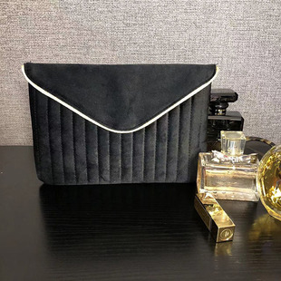 超值特价出口欧美尾货黑色丝绒金色滚边化妆包收纳包高档优雅手包
