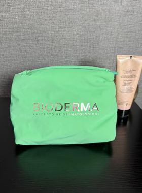 出口尾货 绿色充棉软fufu化妆包收纳包银色字母bling包中包