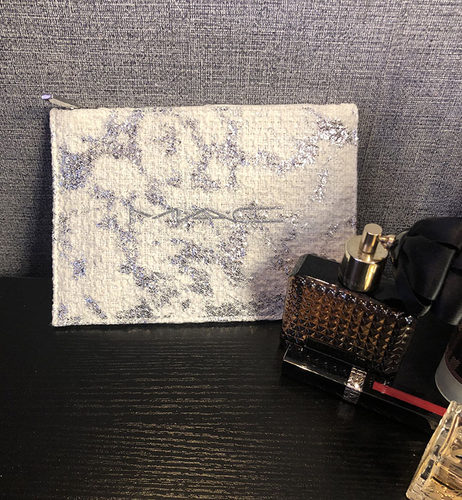 出口欧美 MAC银色炫丽褶皱编织超美便携化妆包随身包杂物包收纳袋