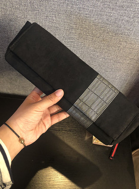 2024新款 出口欧美HR高档绒布黑色大容量化妆包收纳包笔刷手包