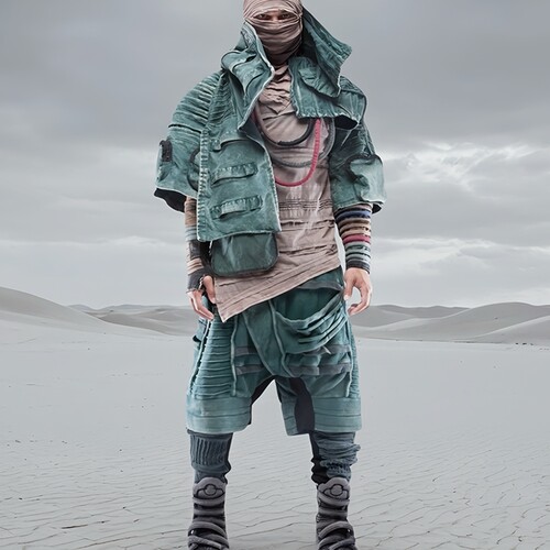 DRKLAC沙丘废土不对称褶裥夹克