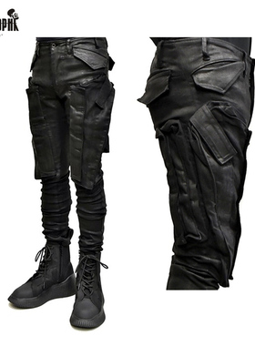 CHAUNK先锋暗黑Julius风格多袋炮弹裤修身弹力休闲工装裤男士小脚