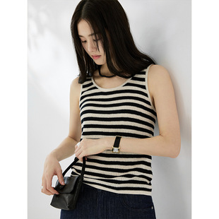 肌理感天爽亚麻针织凉感背心2026新款 马甲00379 wan年常青款 时AG