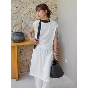 时AG 夏焕新 【素白序章】遮肉显瘦亲肤小飞袖T恤 送丝巾 31019