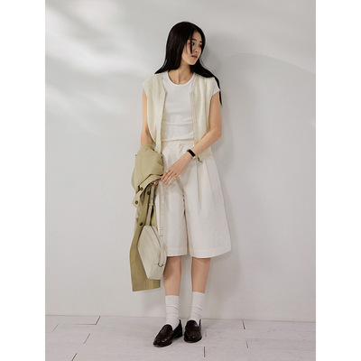 时AG 春夏焕新 C位随性腔调挺括 直筒高腰五分裤A字休闲裤 10029