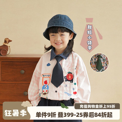 日系儿童超短小领带衬衫领结