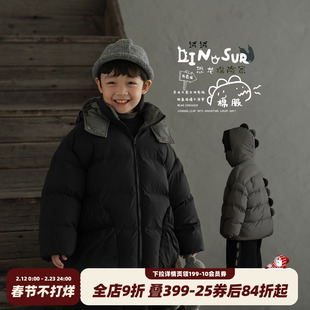 砚台家儿童棉服外套2025冬季新款棉袄男童黑色棉衣童装加厚面包服