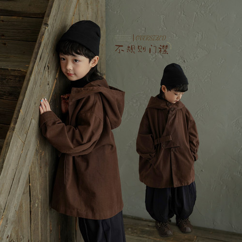 儿童纯棉日系连帽外套春秋新款