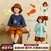T恤夏新款 儿童印花半袖 男孩透气童装 砚台家男童纯棉短袖 薄款 上衣