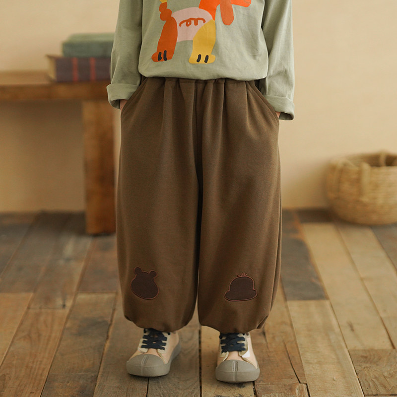 韩版男童卡通贴布休闲卫裤