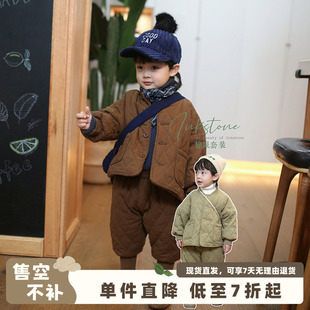 砚台家韩版棉衣男女童洋气夹棉加绒短款外套儿童棉服婴儿冬季棉袄