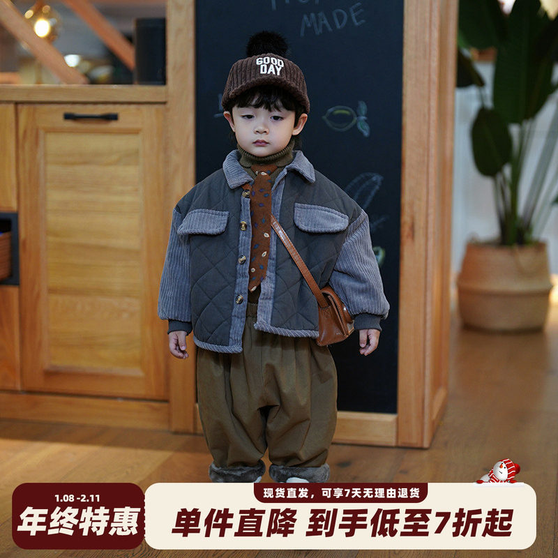 砚台家男女童夹棉外套儿童棉服宝宝痞帅小童拼接灯芯绒上衣秋冬款,童装/婴儿装/亲子装,普通外套,淘宝优惠券,粉丝福利购,淘宝优惠卷