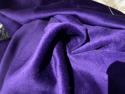 d0131 高级紫蚕丝羊绒设计师布料1.50米乘1.40