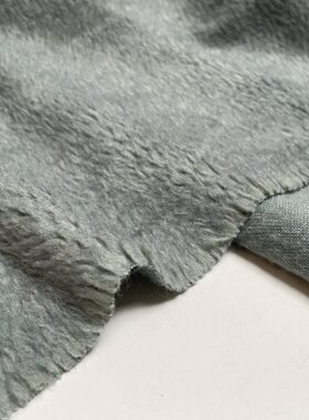 L1021020莫兰迪青灰雾感顺毛羊绒垂柔高定大衣面料3*1.7米