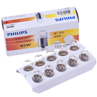 尾灯指示灯牌照灯单丝平脚灯泡12814 R10W 飞利浦汽车灯泡 12VR5W