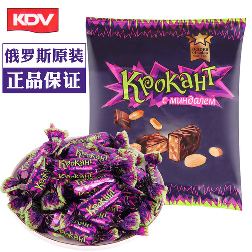 进口俄罗斯糖果杏仁酥夹心巧克力喜糖KDV紫皮糖俄罗斯正品500克 - 封面