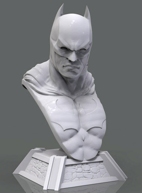 3d打印图纸模型素材圆雕蝙蝠侠胸像摆件雕刻机立体图手办F2210