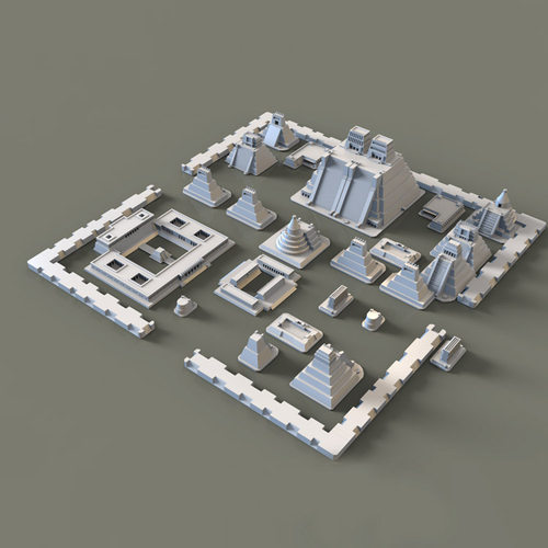 3d打印图纸模型墨西哥特诺奇蒂特兰圣区STL摆件建筑圆雕图F3587