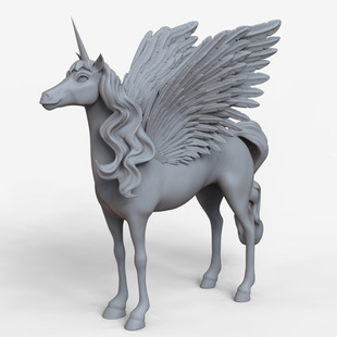 3d打印图纸模型素材文件独角兽飞马STL摆件立体圆雕图F3252
