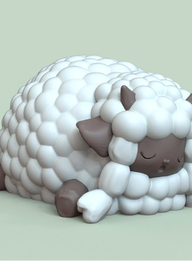 3d打印图纸模型素材卡通小绵羊STL摆件圆雕图F3221