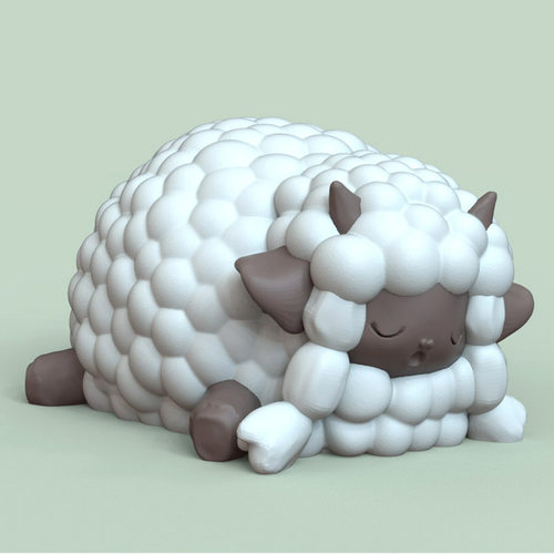 3d打印图纸模型素材卡通小绵羊STL摆件圆雕图F3221