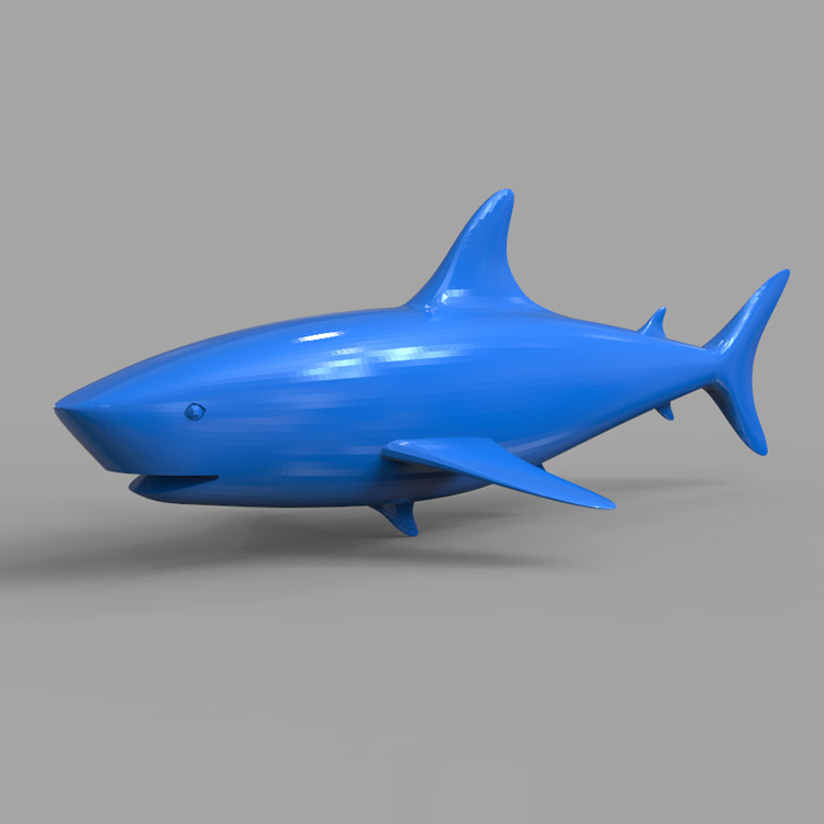 3d打印图纸模型素材文件鲨鱼STL摆件圆雕图F2890