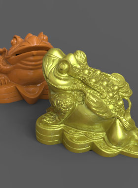 3d打印图纸模型素材文件三腿蟾蜍STL摆件圆雕图F2867