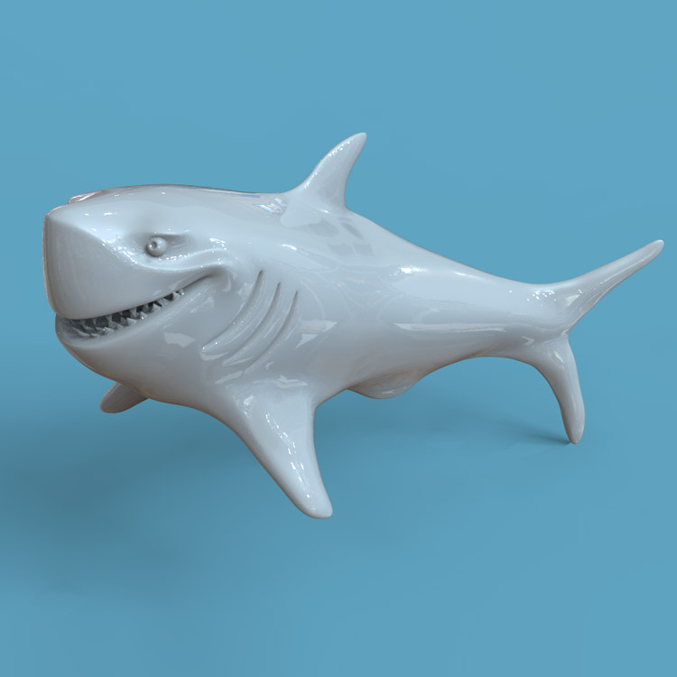 3d打印图纸模型素材文件鲨鱼STL摆件圆雕图F2888