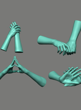 3d打印图纸模型素材文件21款手部姿势STL摆件圆雕图F3229