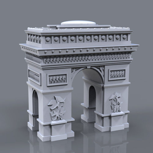 3d打印图纸模型素材法国凯旋门STL摆件OBJ立体圆雕图F3658